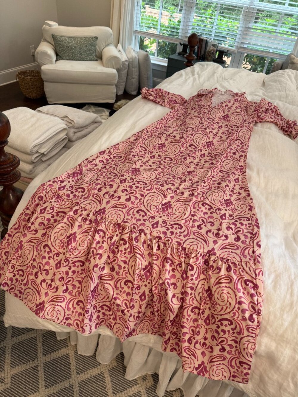 PINK FLOWER PRINT DRESS
